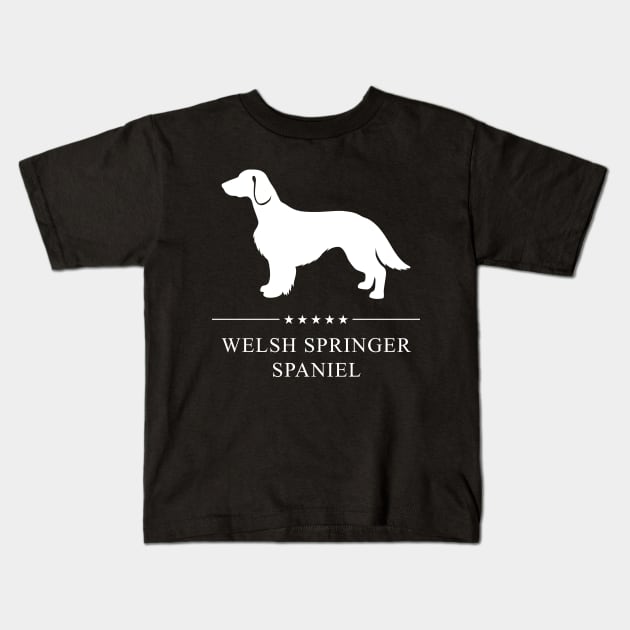 Welsh Springer Spaniel Dog White Silhouette Kids T-Shirt by millersye